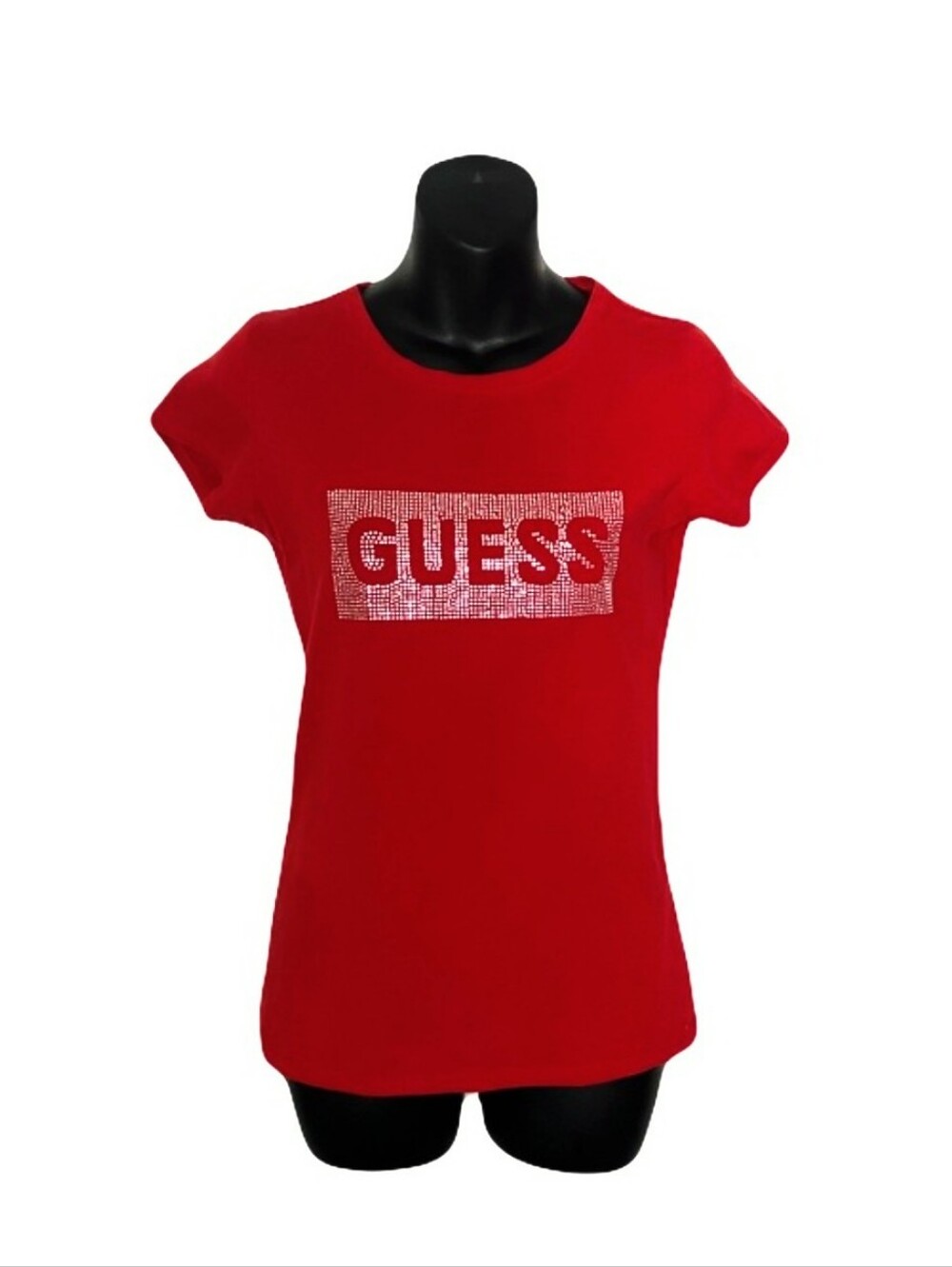 Guess Women's Red Short Sleeve Tee with rhinestones